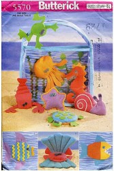5570 BUTTERICK  AQUARIUM BAG AND FELT SEA CREATURES PATTERN UNCUT